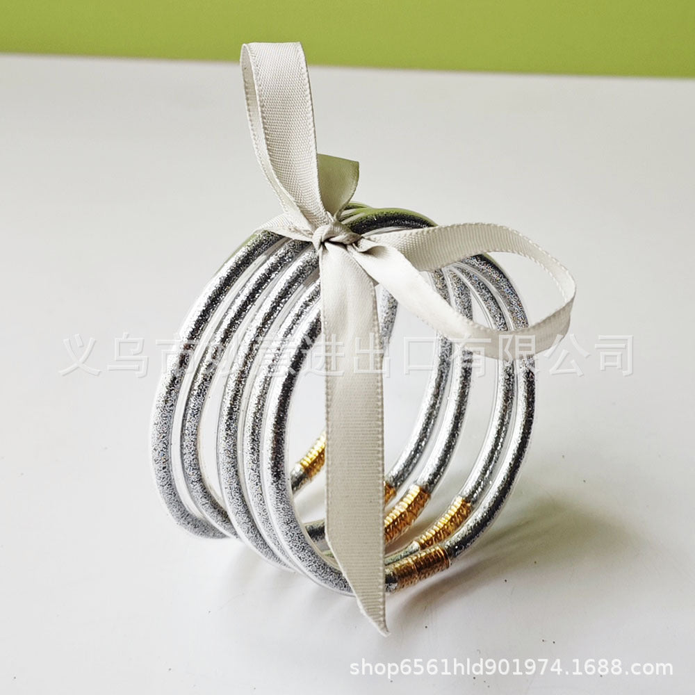 Wholesale Silicone Women's Bow Gold Powder Bracelet